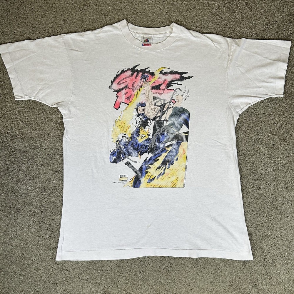 Vintage 1992 Ghost Rider Vs Wolverine Comic Images Marvel T-Shirt Size Large Tee